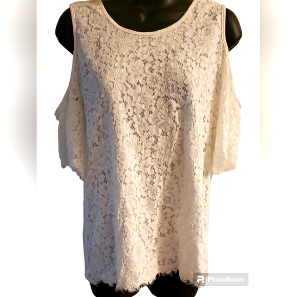 New White Market&Spruce Cold Shoulder Lace Blouse - Picture 1 of 6